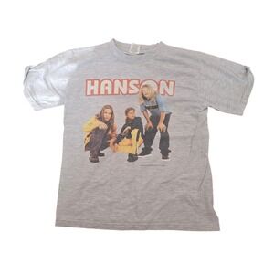 Vintage 1997 Hanson T Shirt Band Pop Rock 90s Gray Mens‎ Large